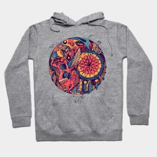 Retro Triad Skull and Dreamcatcher Circle Hoodie